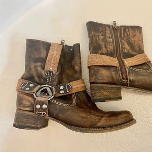 Bed Stu Women's Roma Boots Ankle Boot Brown Motorcycle Leather Women's Size 8